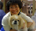 Jenn with Pekingese dog